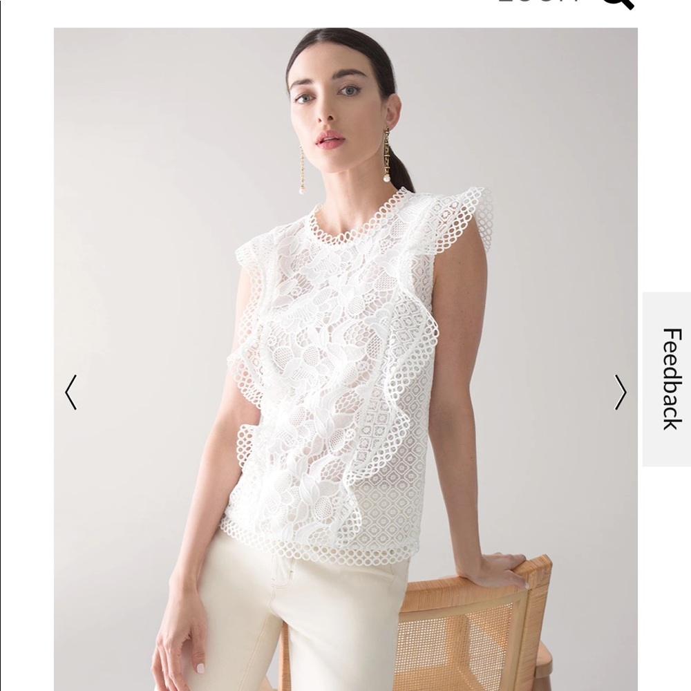 White House Black market Ruffle & Lace Sleeveless Top 6 - Picture 3 of 11
